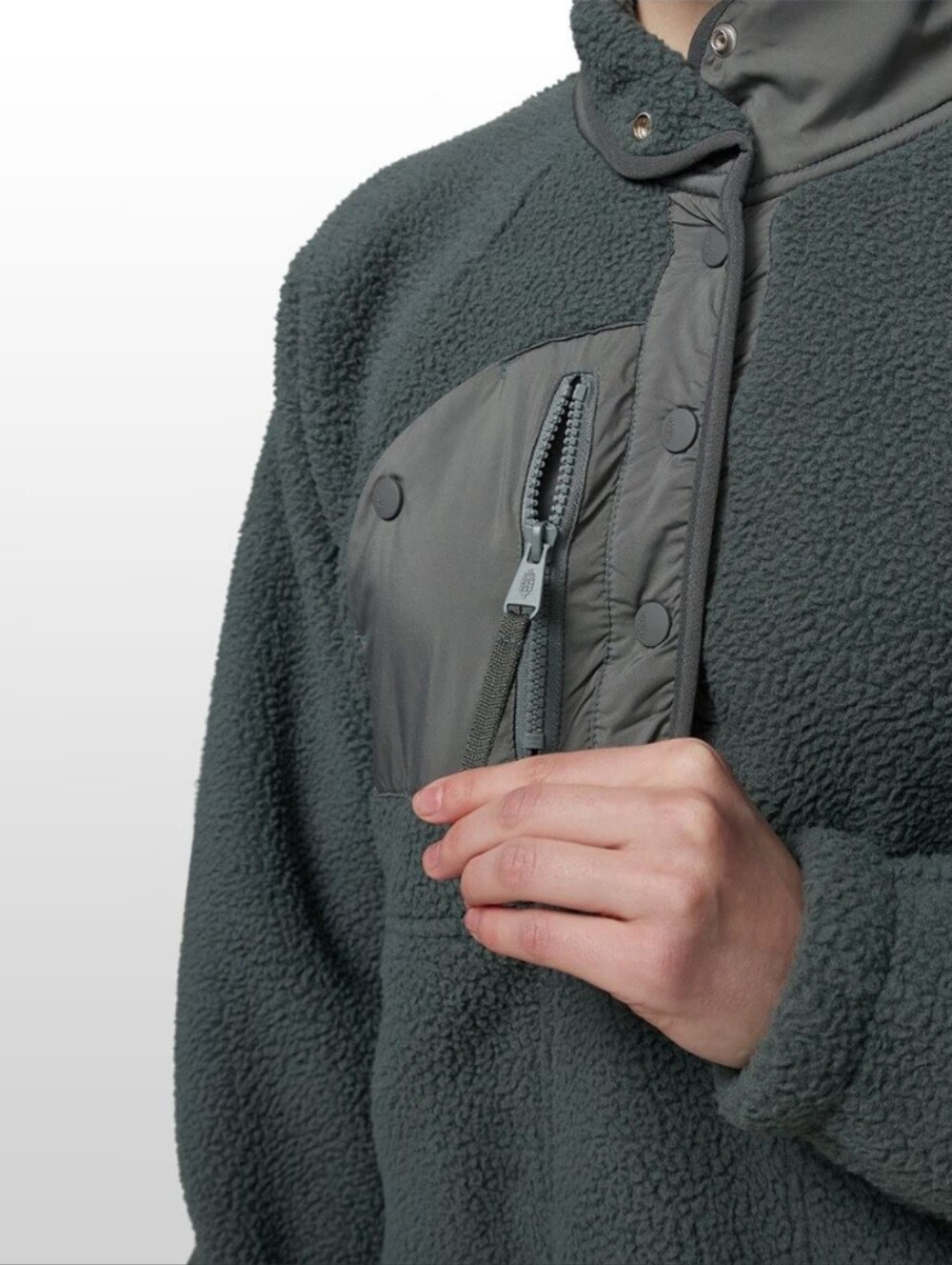 Free People FP Movement Hit The Slopes Fleece Pullover, Slate Blue/Sage - Picture 12 of 12